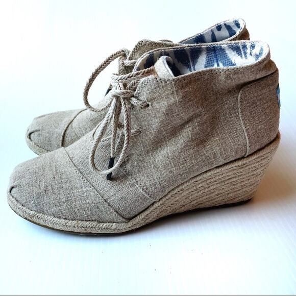Toms desert wedge booties espadrille wedge lace-up bootie sz 8 - Picture 2 of 11